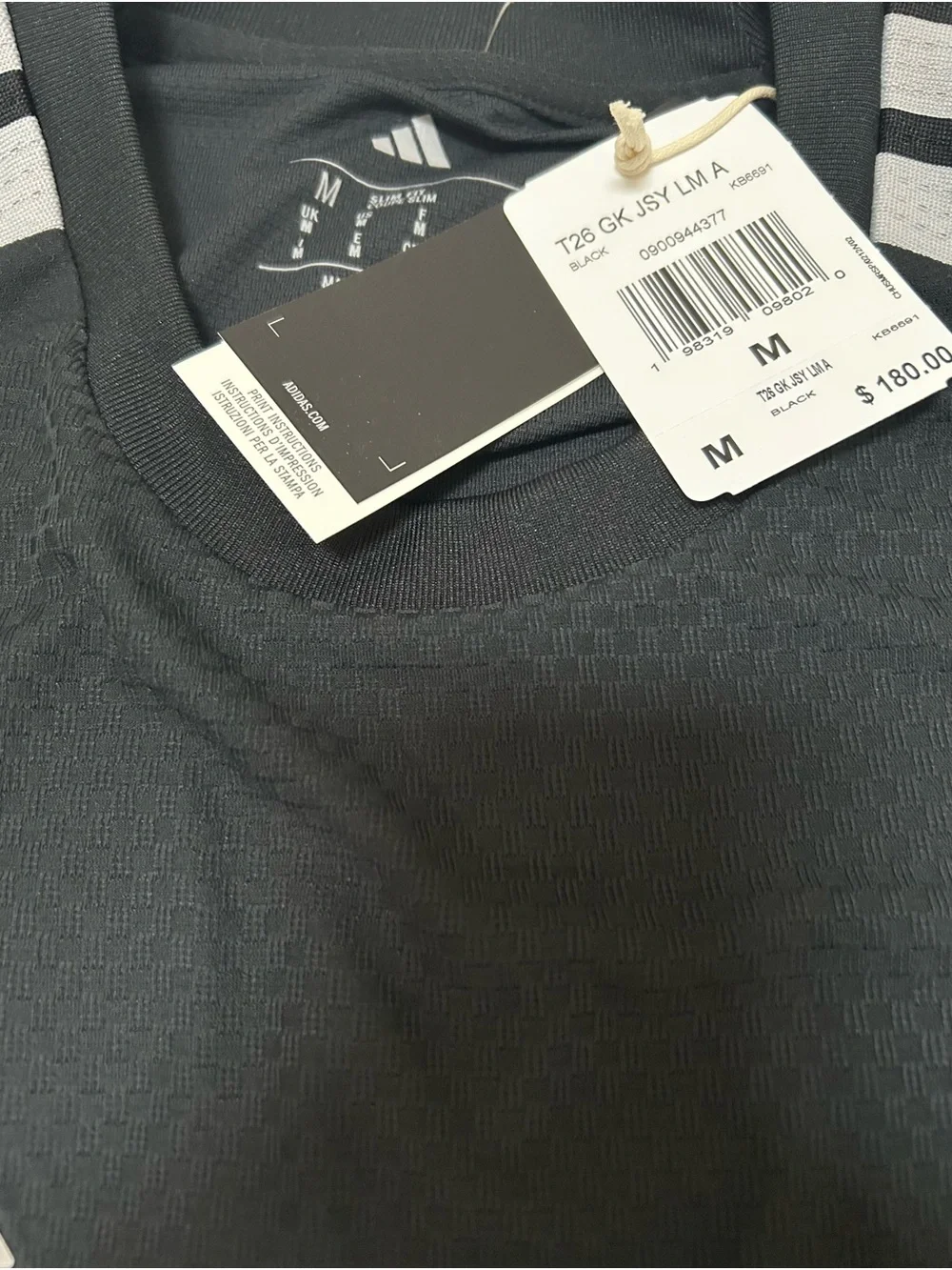 New Adidas Tiro 26 Goalkeeper Long Sleeve Size M Men’s Jersey Black Style KB6691